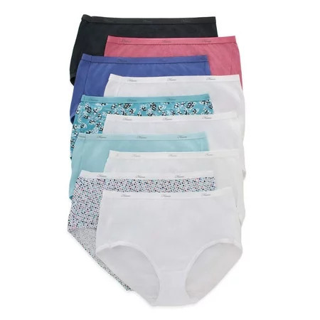 Hanes Womens Underwear 10-Pack, Full-Coverage Brief Panties, Moisture-Wicking Underwear for Women | Walmart (US)