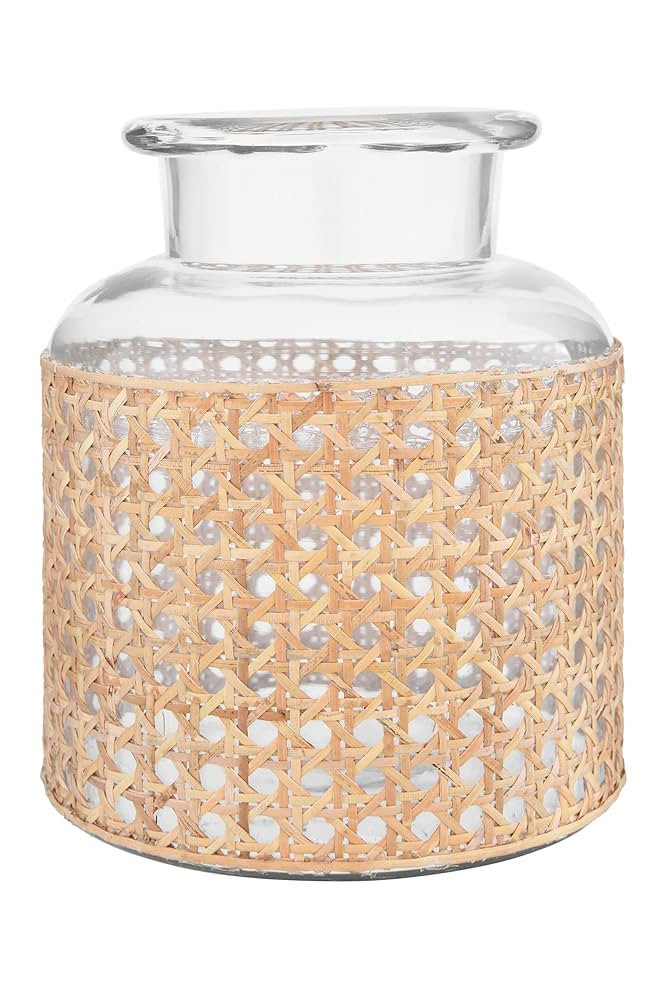 Bloomingville 8"H Glass Vase with Decorative Cane Sleeve | Amazon (US)