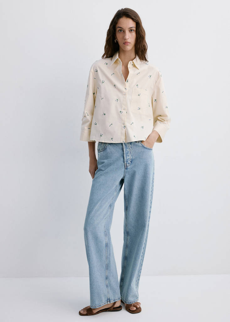 Embroidered cotton shirt pastel yellow - Woman - 4 - MANGO | Mango (US/MX/AU)