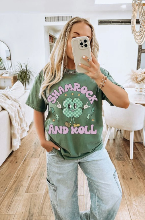 Irish Clover Comfort Colors Shirt, Shamrock and Roll T Shirt,St Patricks Day Tshirt, Saint Patricks Day Tee, Womens Saint Patricks Day Shirt etsy shop st. patrick's day patty's day tshirt shamrock & roll 

 