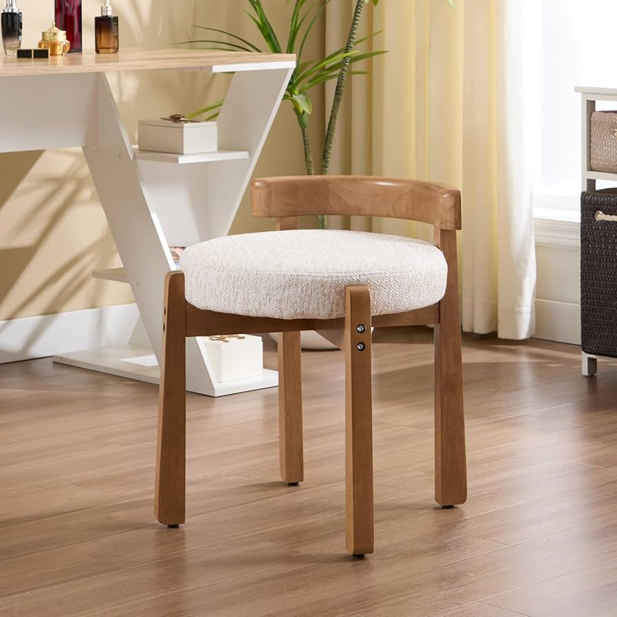 Ya-Home Modern Vanity Chair Upholstered Small Ottoman Footstool, Make Up Stool Chenille Fabric wi... | Amazon (US)