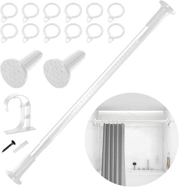 ZOCONE Tension Curtain Rod, 51-168 Inches Adjustable Closet Tension Rod Rust-free No Drilling Sho... | Amazon (US)