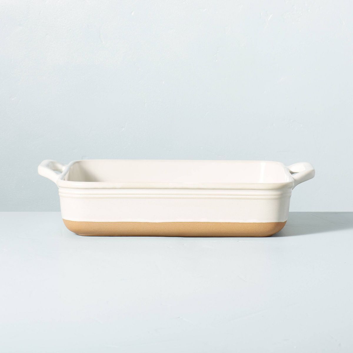 3qt Square Stoneware Baking Dish with Handles Cream/Clay - Hearth & Hand™ with Magnolia | Target