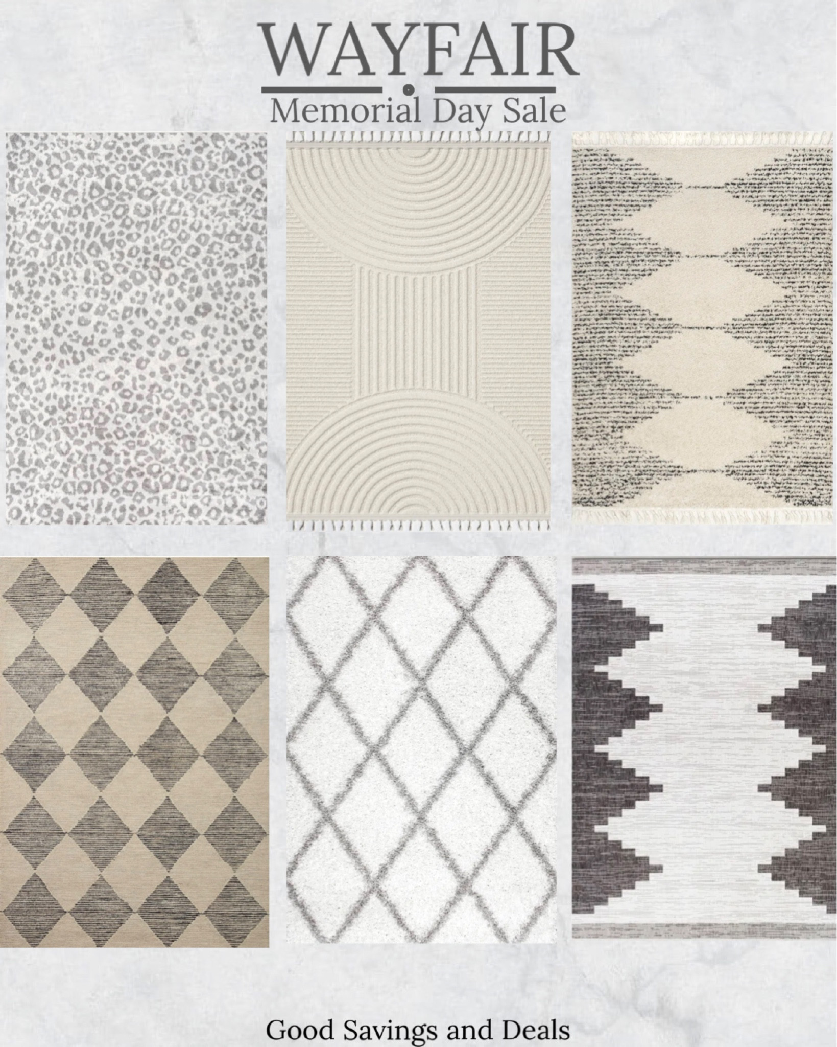 Wayfair area rugs, area rugs up to 70% off, geometric area rugs, neutral rugs, neutral home style, living room inspiration, bedroom style, dining room inspiration, great deals, big savings.

#LTKsalealert #LTKFind #LTKhome