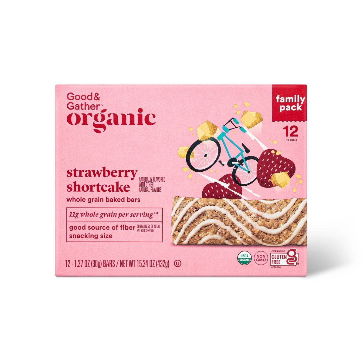 Organic Strawberry Shortcake Whole Grain Baked Bar - 12ct - Good & Gather™ | Target