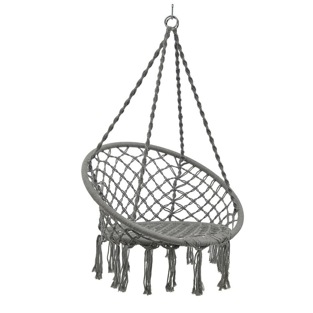 Barton Outdoor Hammock Net Swing Hanging Rope Seat Chair in Grey, Gray | The Home Depot
