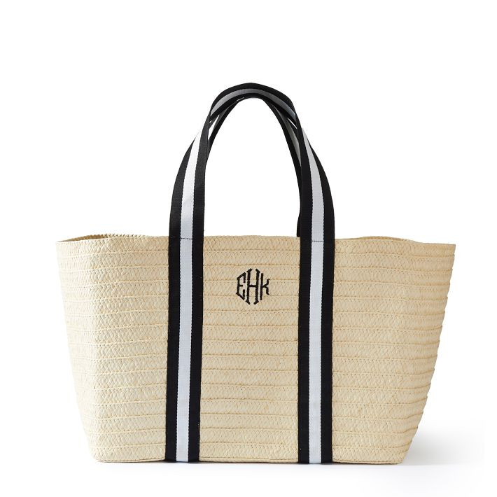 Oversized Ribbon Straw Beach Tote | Mark and Graham