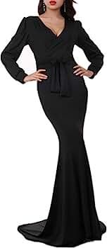 Women's Mermaid V-Neck Long Sleeve Halloween Party Maxi Dress with Belt | Amazon (US)