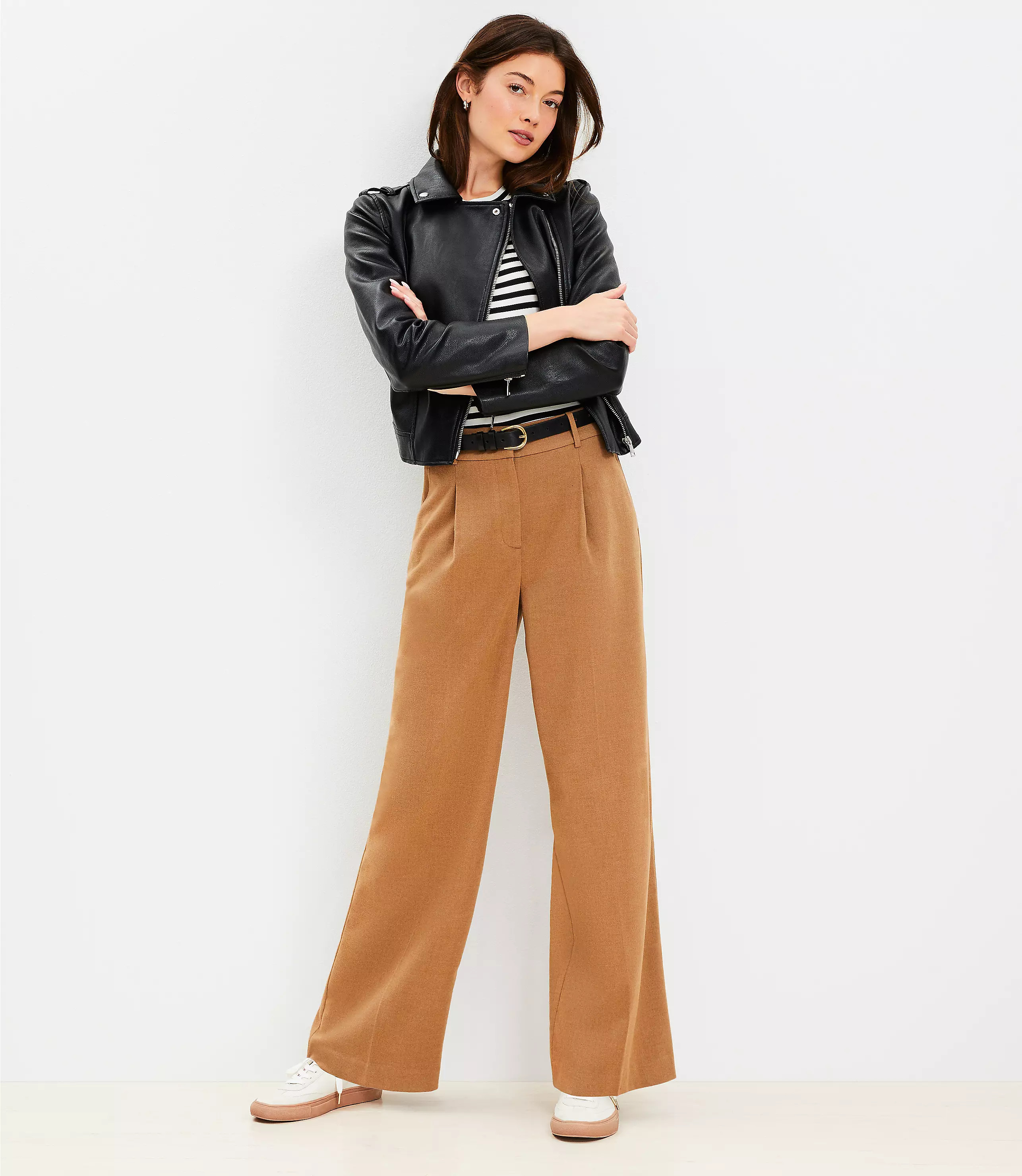 Peyton Trouser Pants in Heathered Brushed Flannel | LOFT