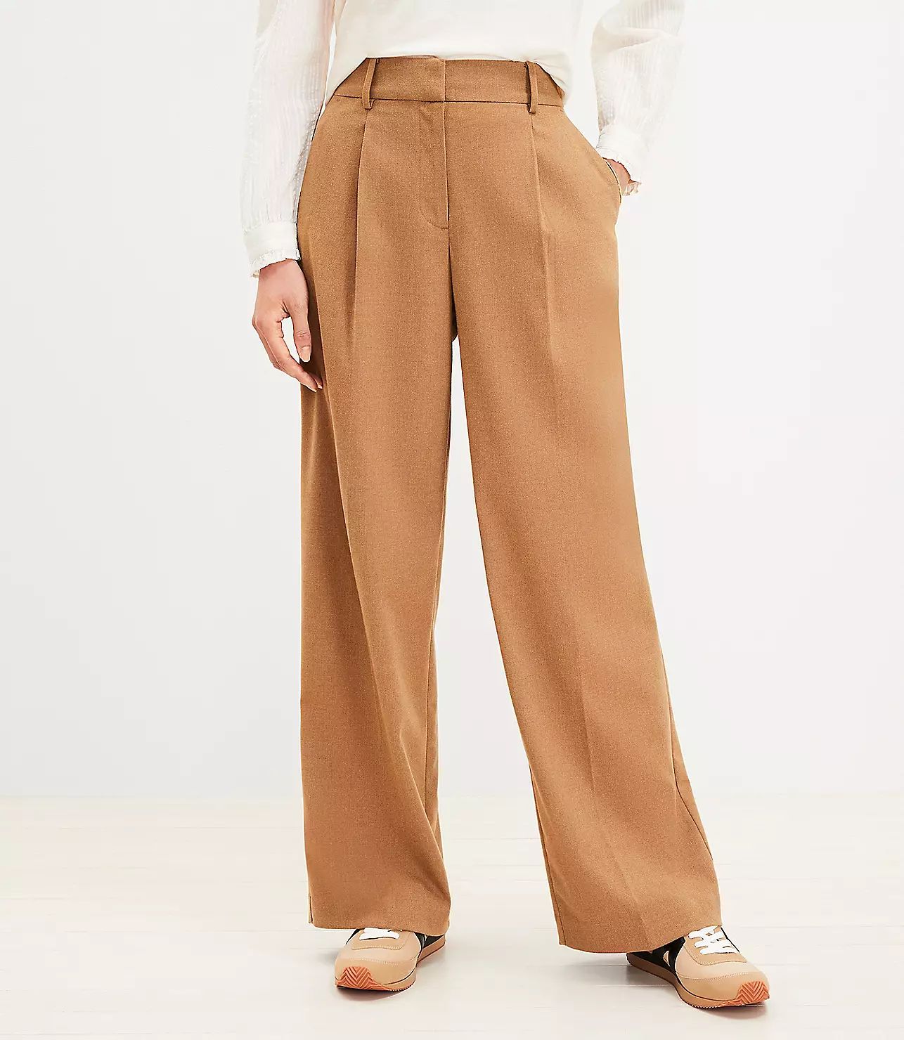 Peyton Trouser Pants in Heathered Brushed Flannel | LOFT