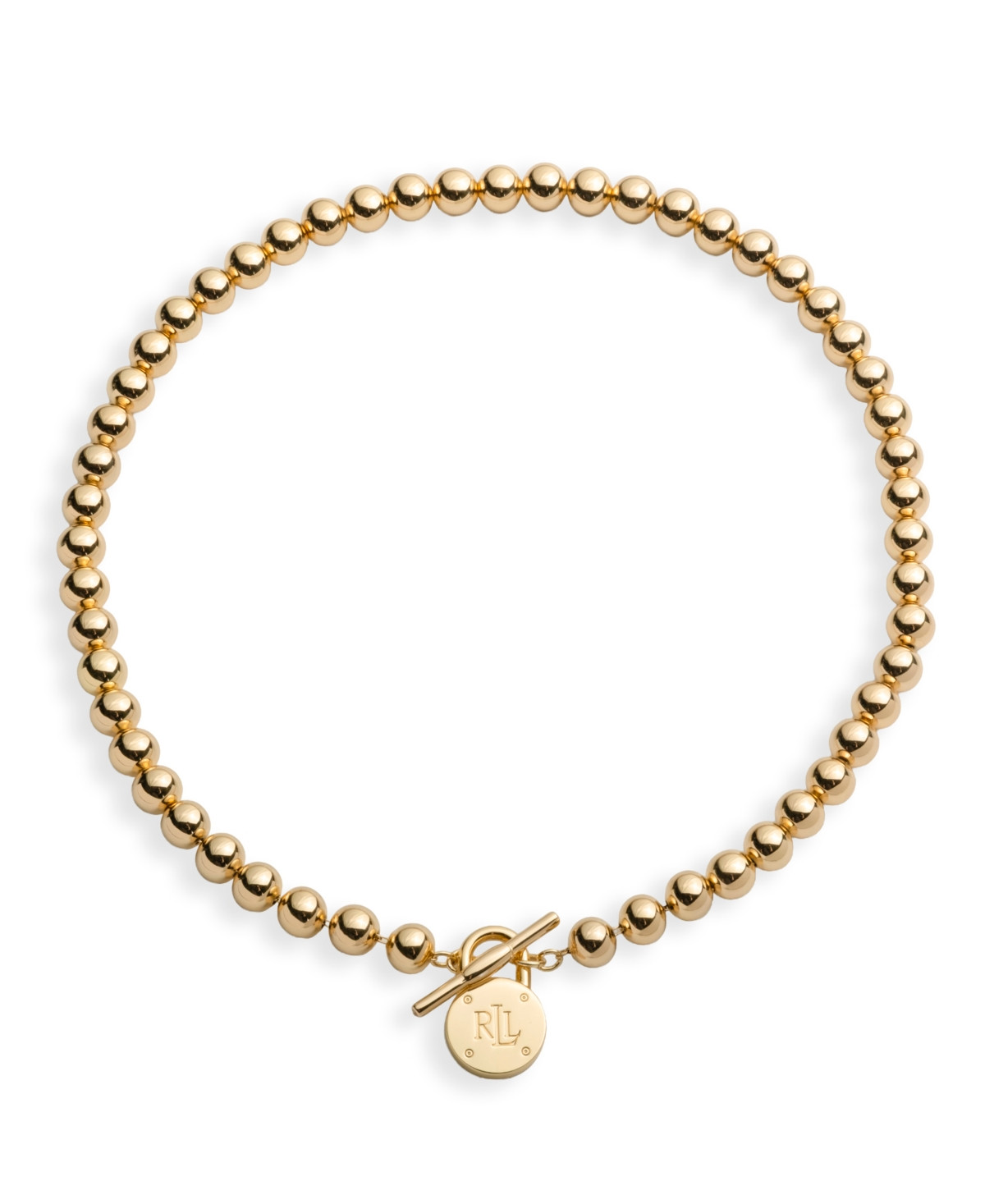 Lauren Ralph Lauren Gold-Tone Logo Beaded 17" Collar Necklace - Gold | Macy's