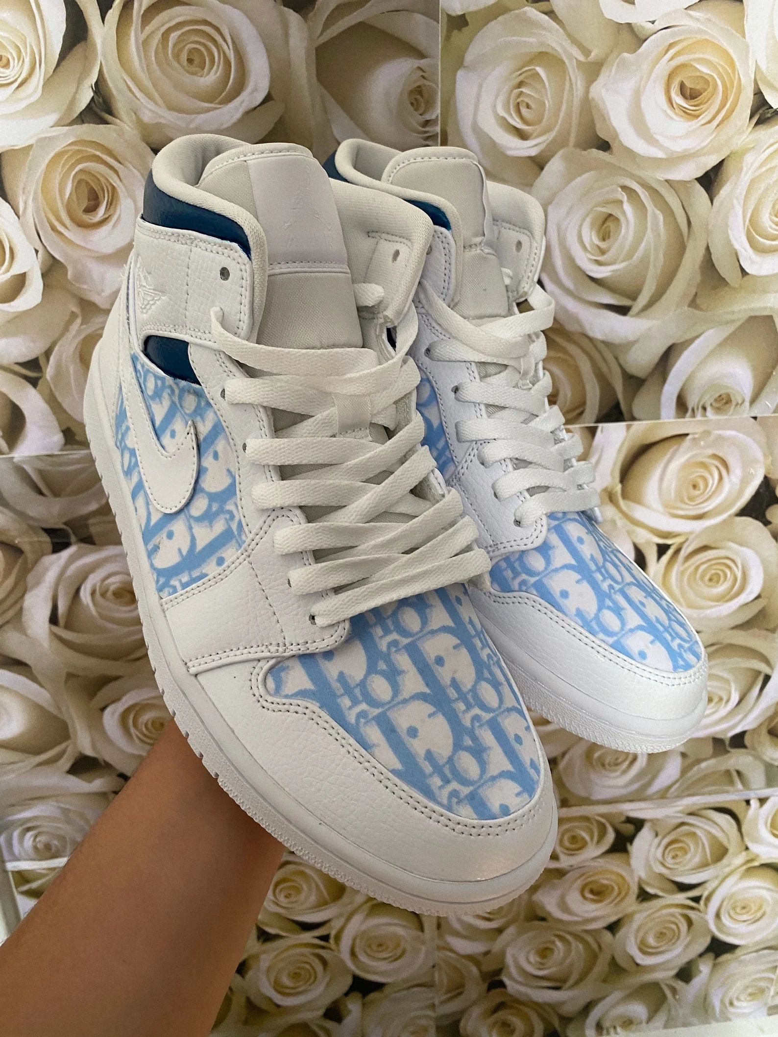 Christian Dior Air Jordan 1s Mid Customs Light Blue | Etsy | Etsy (US)