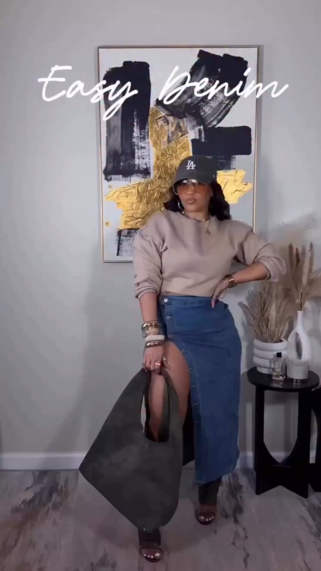 Buttoned up or undone to show some thigh…either way, this denim maxi skirt is giving versatile and effortless chic. Olive statement heels, fitted cap, hobo bag and the OOTD is done.
Which way are you wearing it…button all the way or showing a little leg? 
Everything: Medium



#LTKSeasonal #LTKootd #LTKgrwm