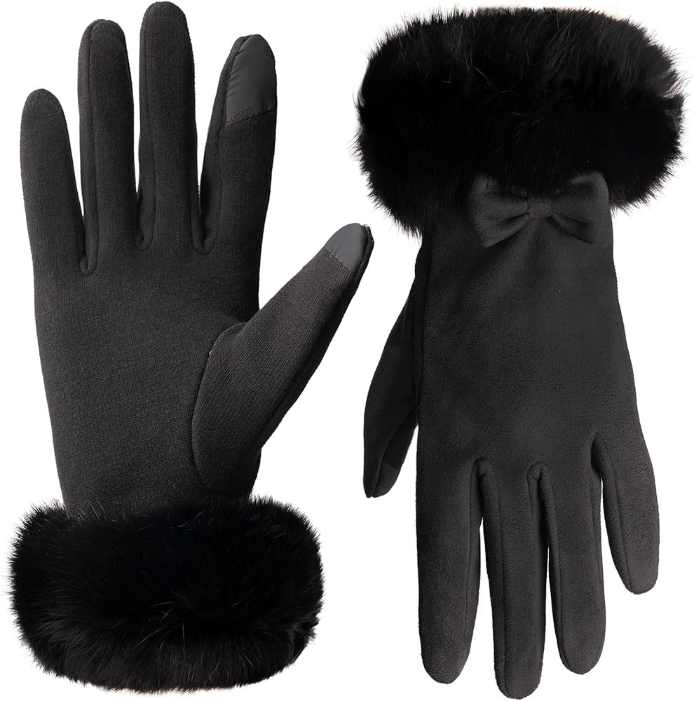 Vagasi Women Touch Screen Gloves, Fleece Lined Winter Gloves for Ladies, Thermal Suede Gloves Fur... | Amazon (US)
