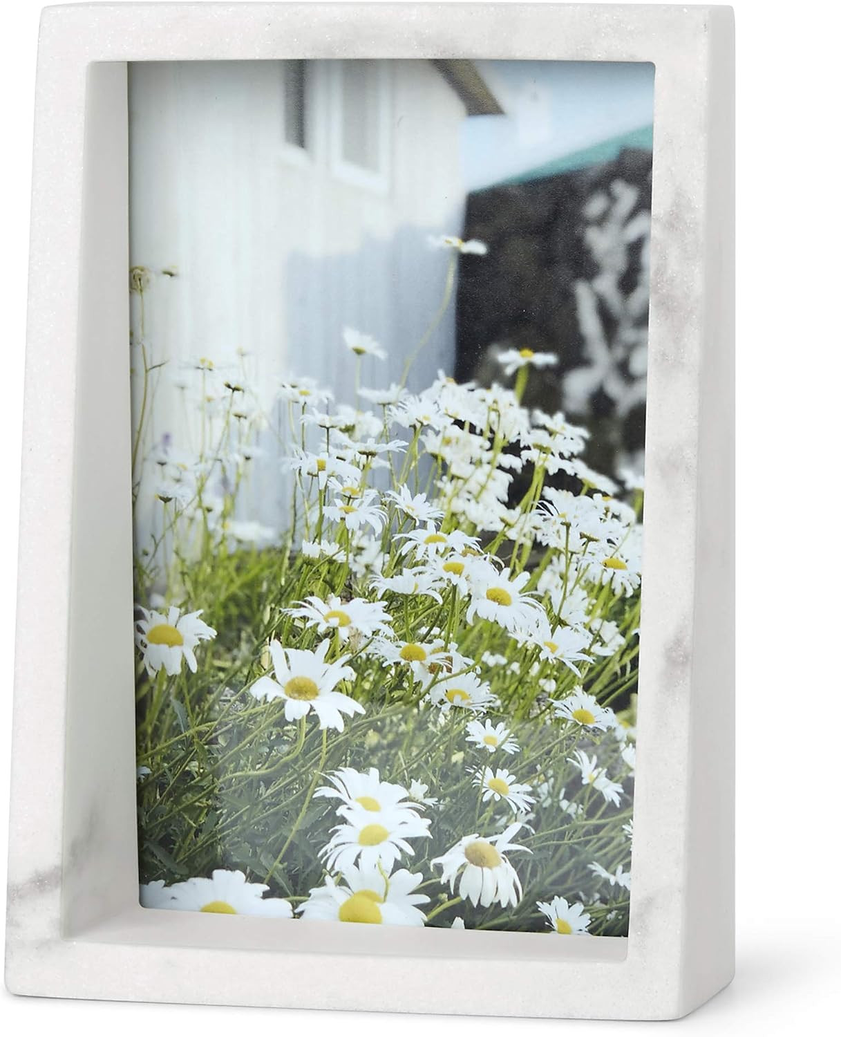 Umbra Edge Resin Picture Frame and Photo Display for Desk or Table Top, 4x6, White Marble | Amazon (US)