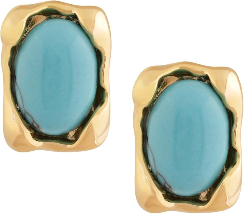 MINACHI Green Faceted Teardrop Stud Earrings for Women, Emerald-Tone Look, Lightweight Vintage-In... | Amazon (US)