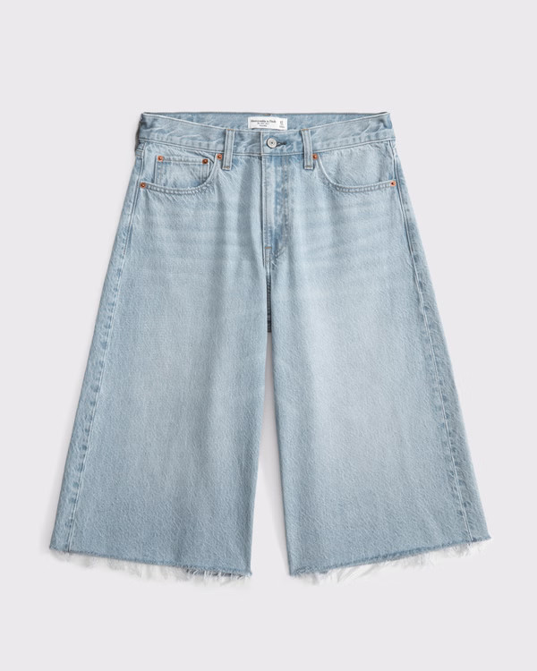 Women's Curve Love Mid Rise Long Jort | Women's Bottoms | Abercrombie.com | Abercrombie & Fitch (US)
