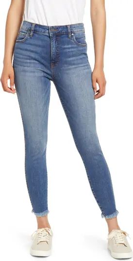Donna Stretch High Waist Fray Hem Skinny Jeans | Nordstrom