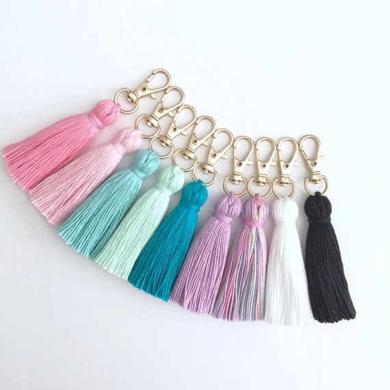 The Original Tiny Tassel Gold or Rose Gold or Silver Keychain - Etsy | Etsy (US)
