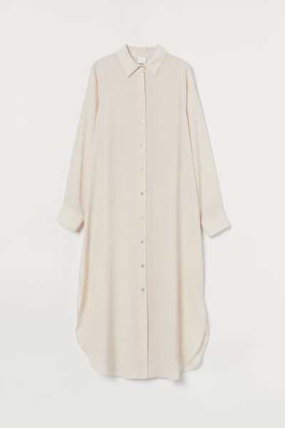Calf-length dress in a jacquard weave with a collar, buttons down the front and long sleeves with... | H&M (UK, MY, IN, SG, PH, TW, HK)