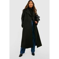 boohoo Women's Oversized Maxi Wool Look Coat in Black | Size: 6 | Woven | boohoo (US & Canada)