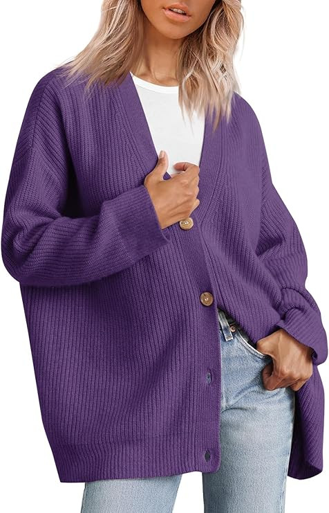 LILLUSORY Women's Cardigan 2023 Open Front Oversized Button Lightweight Sweaters V Neck Loose Car... | Amazon (US)