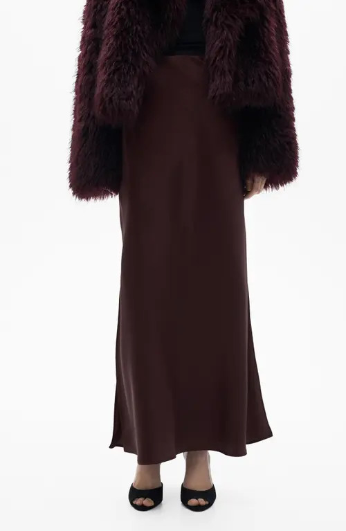 MANGO Stretch Satin Maxi Skirt in Maroon at Nordstrom, Size Xx-Small | Nordstrom