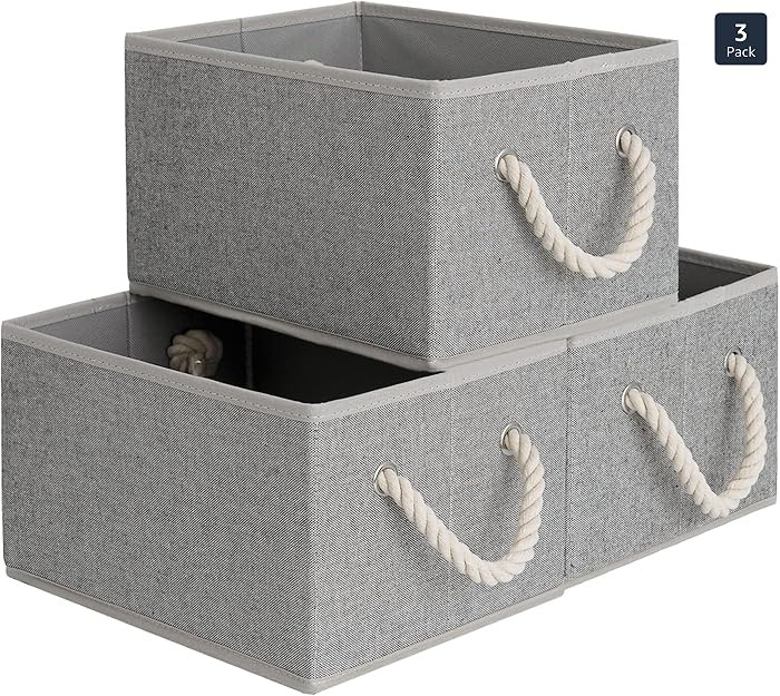 StorageWorks Storage Baskets for Shelves, Foldable Fabric Closet Storage Bins with Handles, Fabri... | Amazon (US)