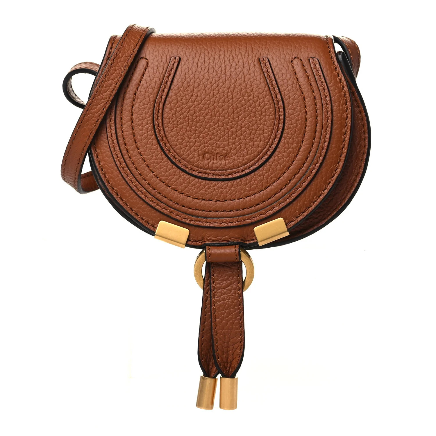 CHLOE Calfskin Nano Marcie Saddle Bag Tan | FASHIONPHILE (US)