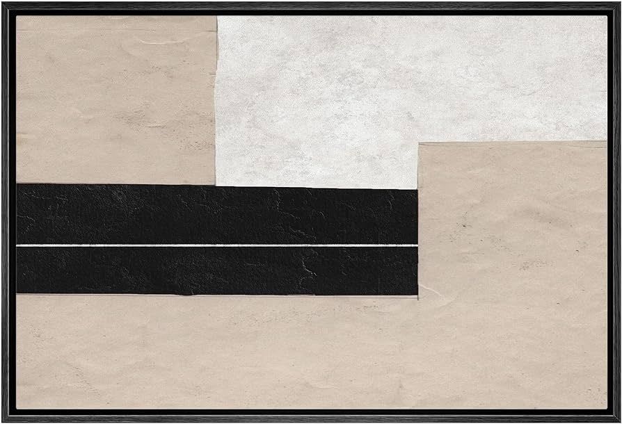 SIGNWIN Framed Canvas Print Wall Art Geometric Black Stripe Brown Color Block Abstract Shape Illu... | Amazon (US)