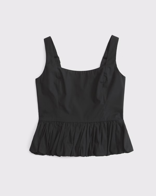 Poplin Bubble Hem Tank | Abercrombie & Fitch (US)