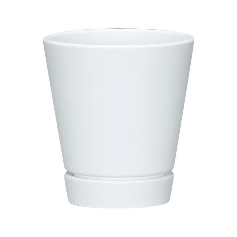 Mainstays Recycled Resin Planter With Attached Saucer, White, 4in x 4in x 4.5in | Walmart (US)