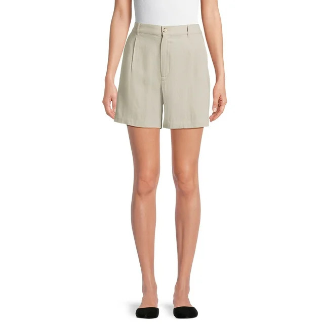 Time and Tru Women’s Linen-Blend Shorts, 5” Inseam, Sizes XS-XXXL | Walmart (US)