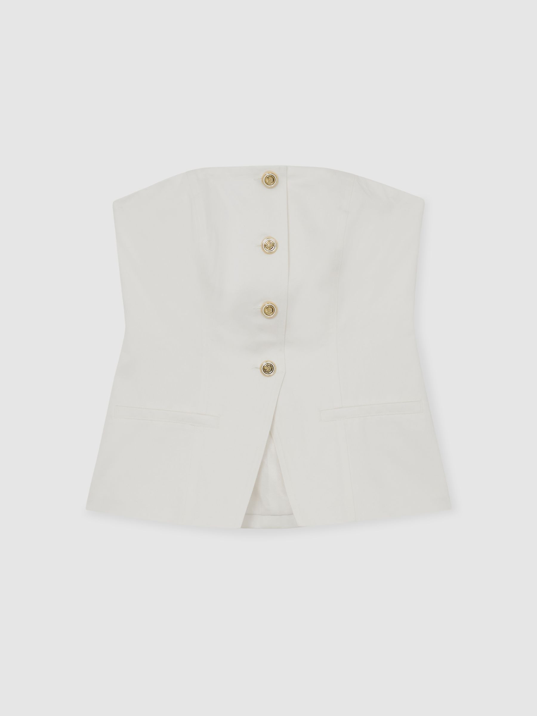 Reiss Strapless Button Waistcoat in Ivory - REISS | Reiss UK