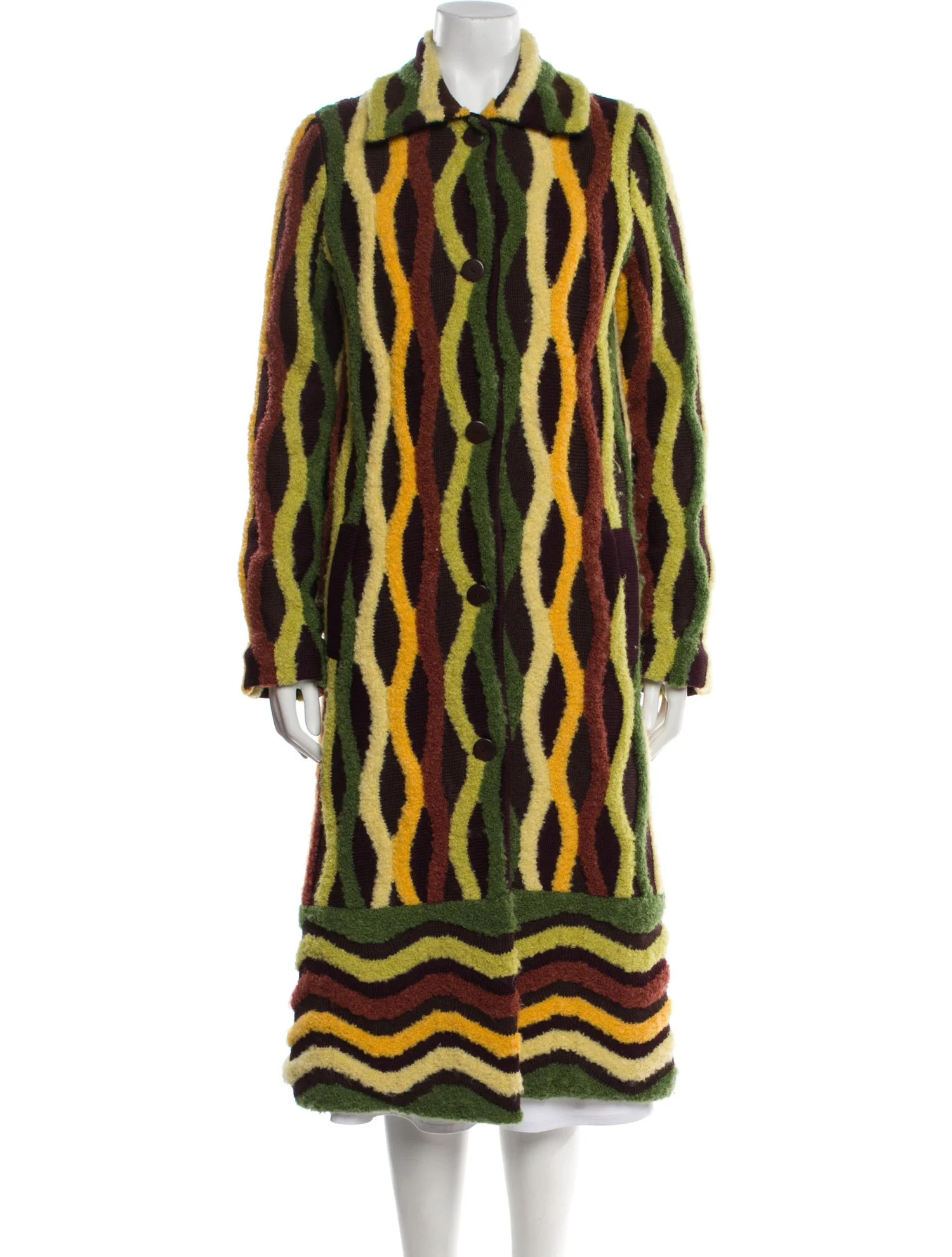 Wool Striped Faux Fur Coat | The RealReal