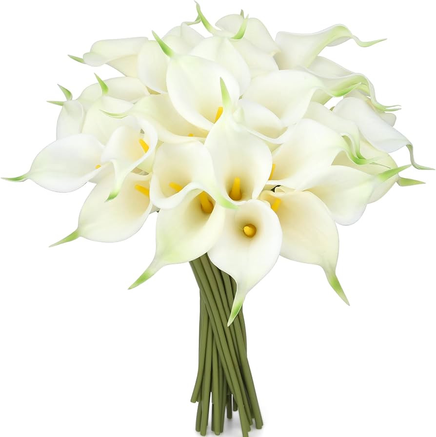 24 Pcs White Calla Lily Artificial Flowers Wedding Bouquets | Amazon (US)