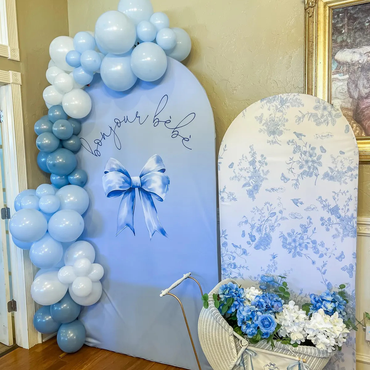 Blue Bows Florals Arch Photo Backdrop Baby Shower Cielito Lindo Chiara Cover Fabric Backdrop Cove... | Etsy (US)