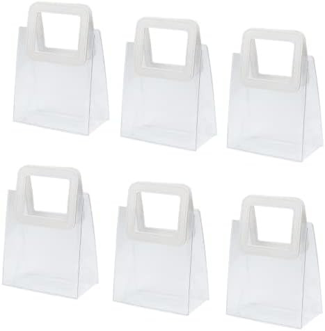 LONG XIN SERIES 6 Pcs Clear Gift Bag with Handle Transparent Plastic Heavy Duty Reusable Gift Wra... | Amazon (US)