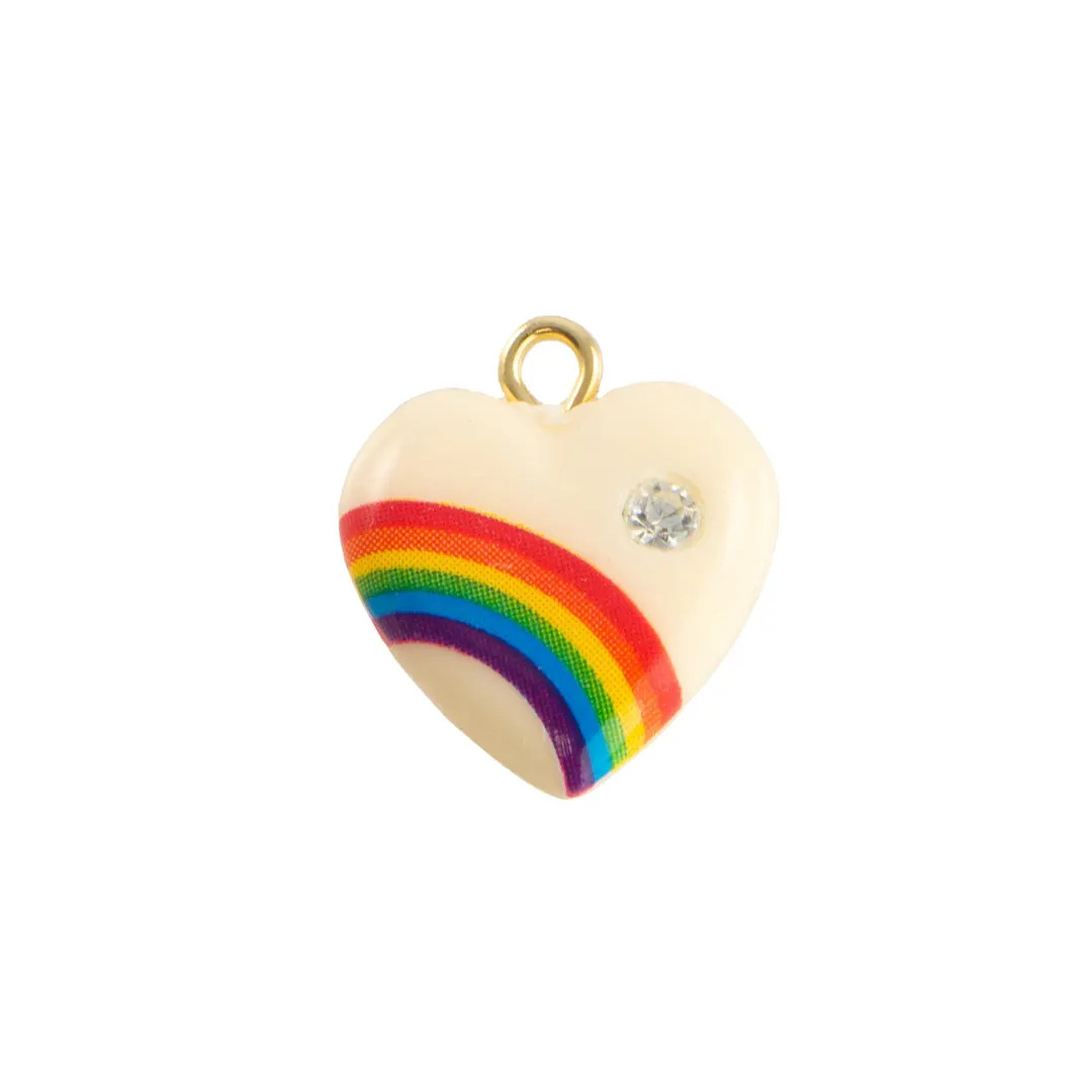 Vintage Cream Rainbow Plastic Heart Charm With Rhinestone (2) - Etsy | Etsy (Global)