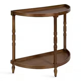 Bellport Rustic Brown 30 in. Half Circle MDF Console Table with Shelf | The Home Depot