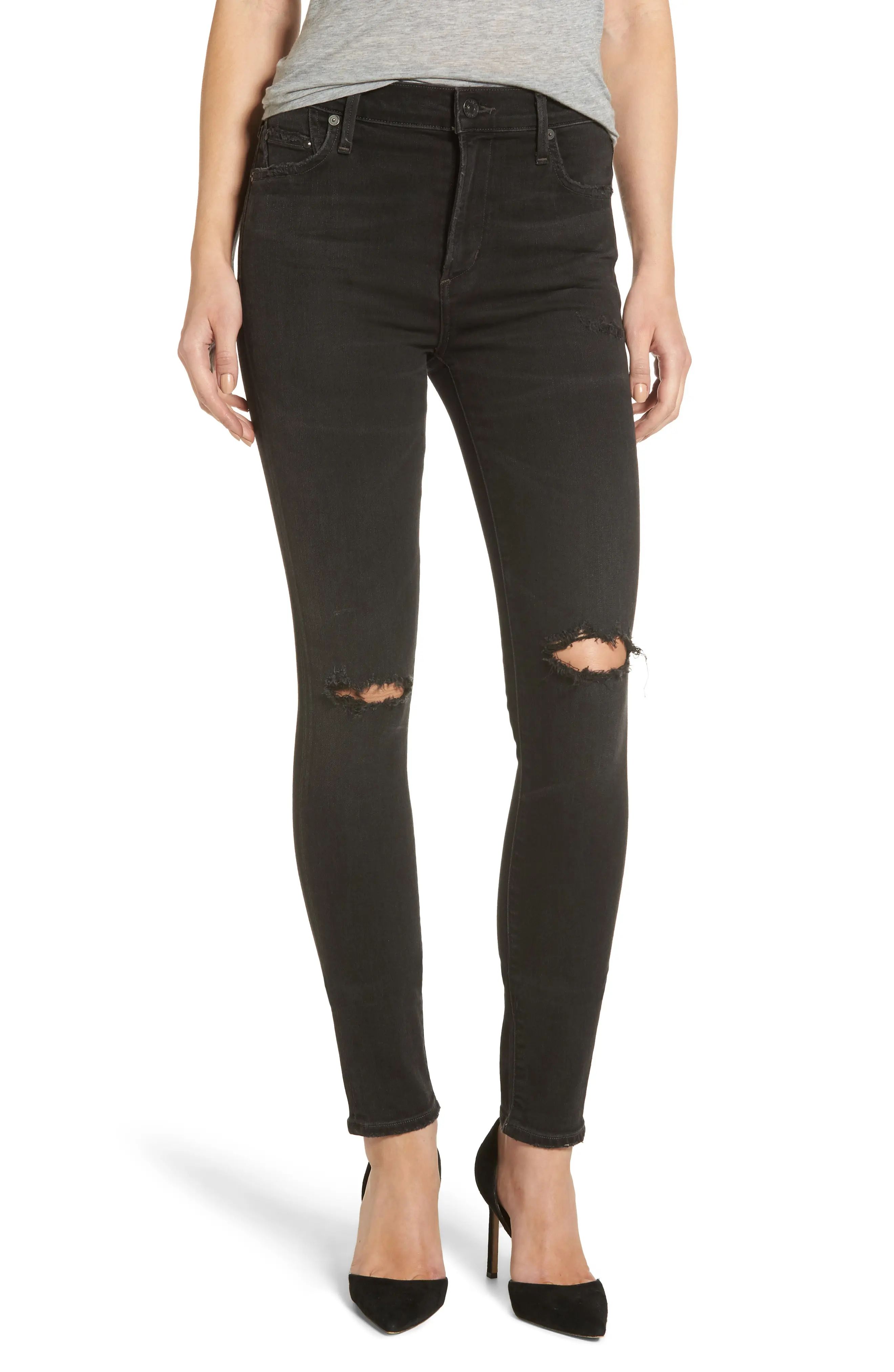Citizens of Humanity Rocket High Waist Skinny Jeans (Distressed Darkness) | Nordstrom