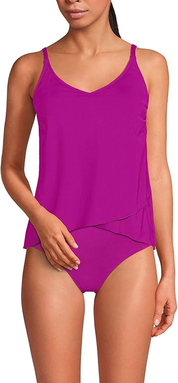 Lands' End Women's Tulip Hem Tankini Top | Amazon (US)