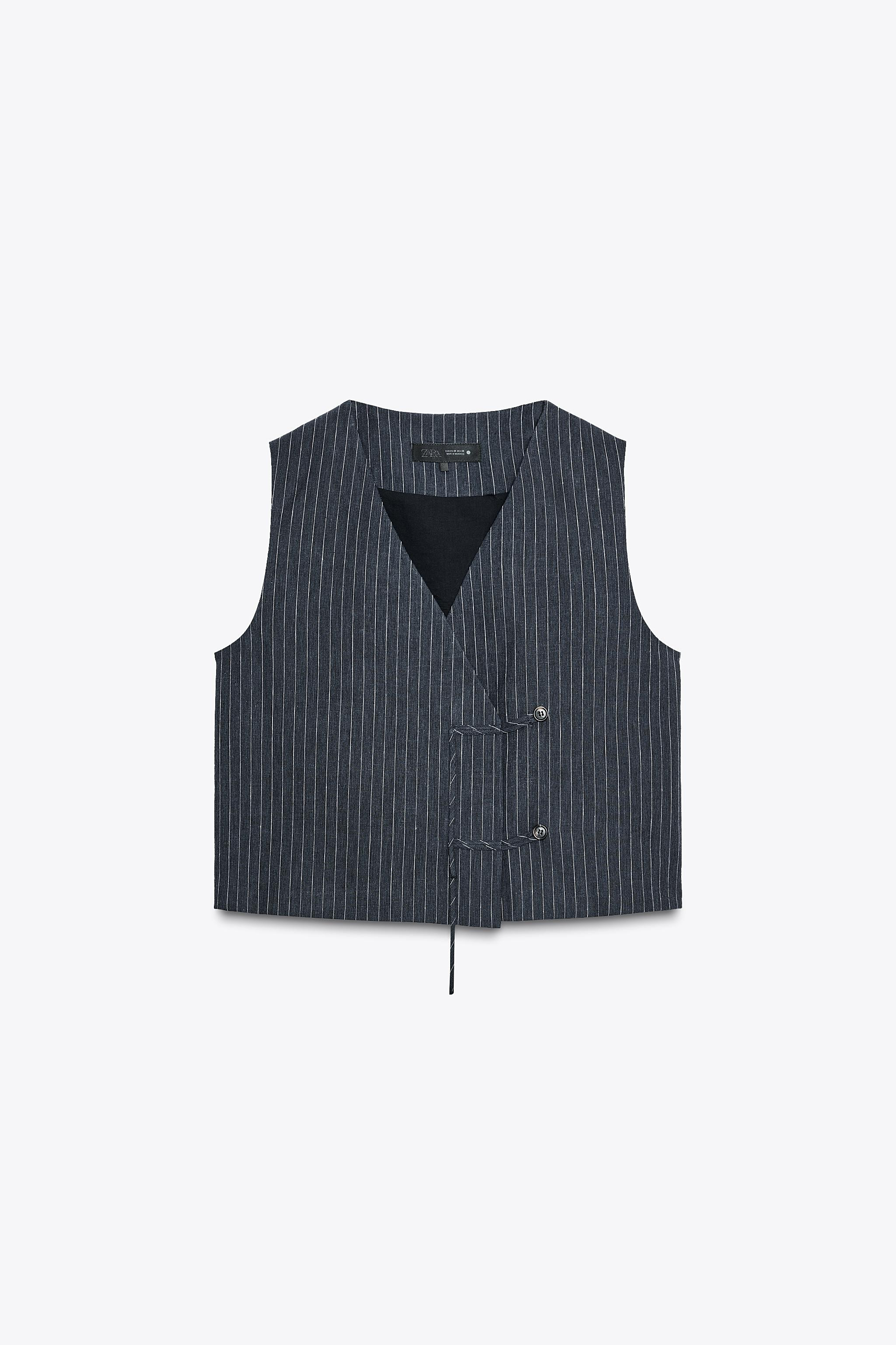 ZW COLLECTION STRIPED LINEN BLEND WAISTCOAT | Zara US
