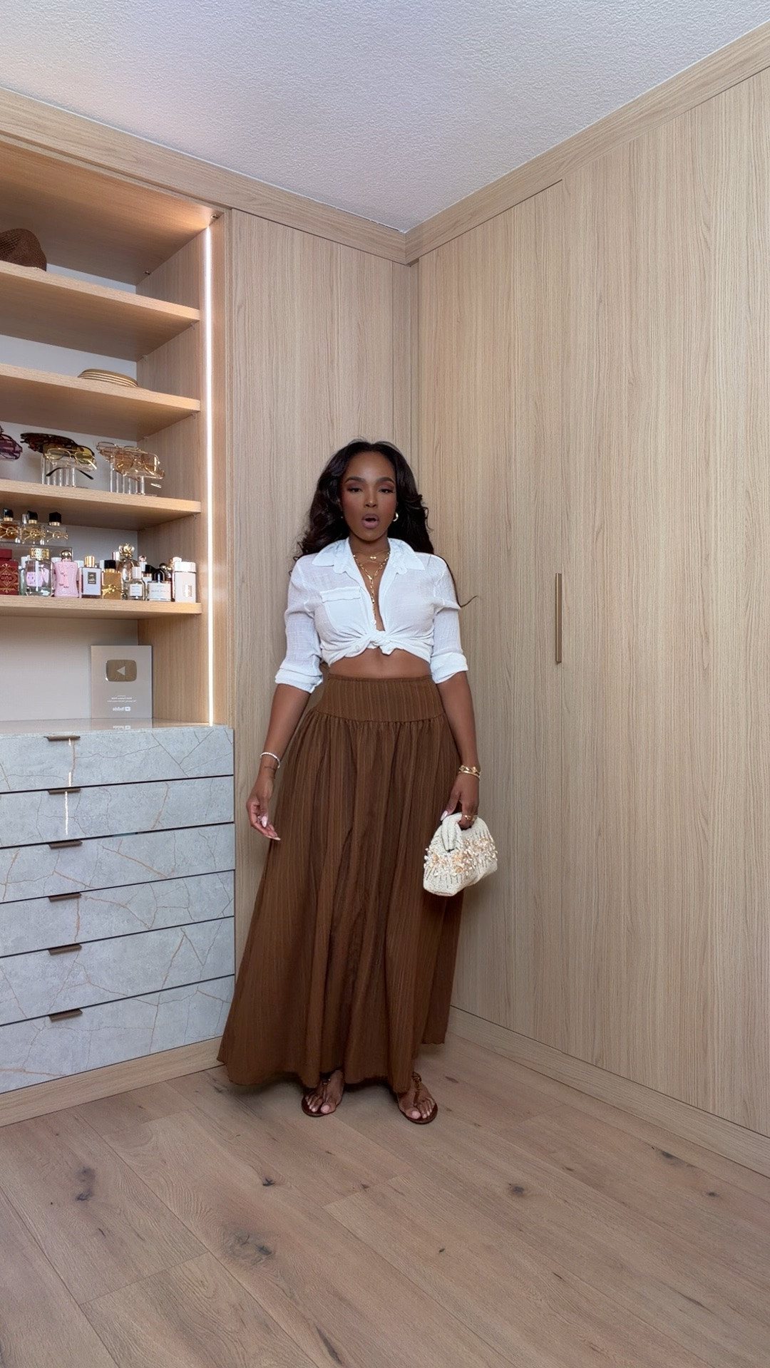 Hi babes ✨ Scroll to shop this chic neutral look 🤎

Flowy maxi skirts are such a staple right now, and I love how this one gives that effortless elevated vibe while still being comfortable and easy to wear. Paired with a crisp white top, it creates the perfect timeless outfit you can style over and over again for a low cost per wear.

Perfect for brunch, vacation dinners, summer date nights, or casual events.

📏 Measurements: 5’4”, 140 lbs, 34D bust, 27” waist, 40” hips  
Wearing a size Small

#LTKootd #LTKSeasonal #LTKgrwm