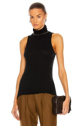 Enza Costa Cashmere Halter Turtleneck Top in Black | FWRD 