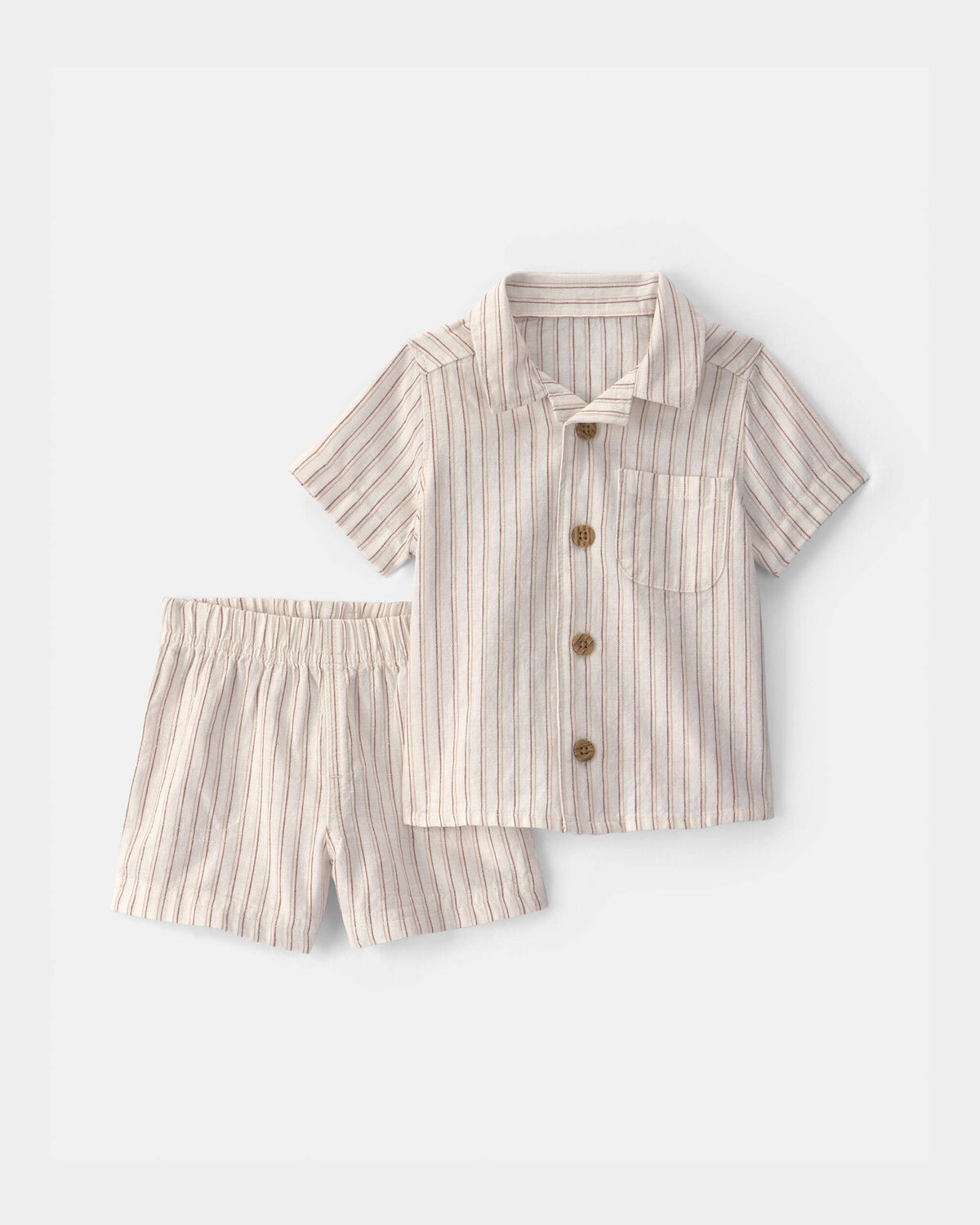 Baby Boy 2-Piece Striped Top & Short Set - Tan | Carter's | Carter's Inc