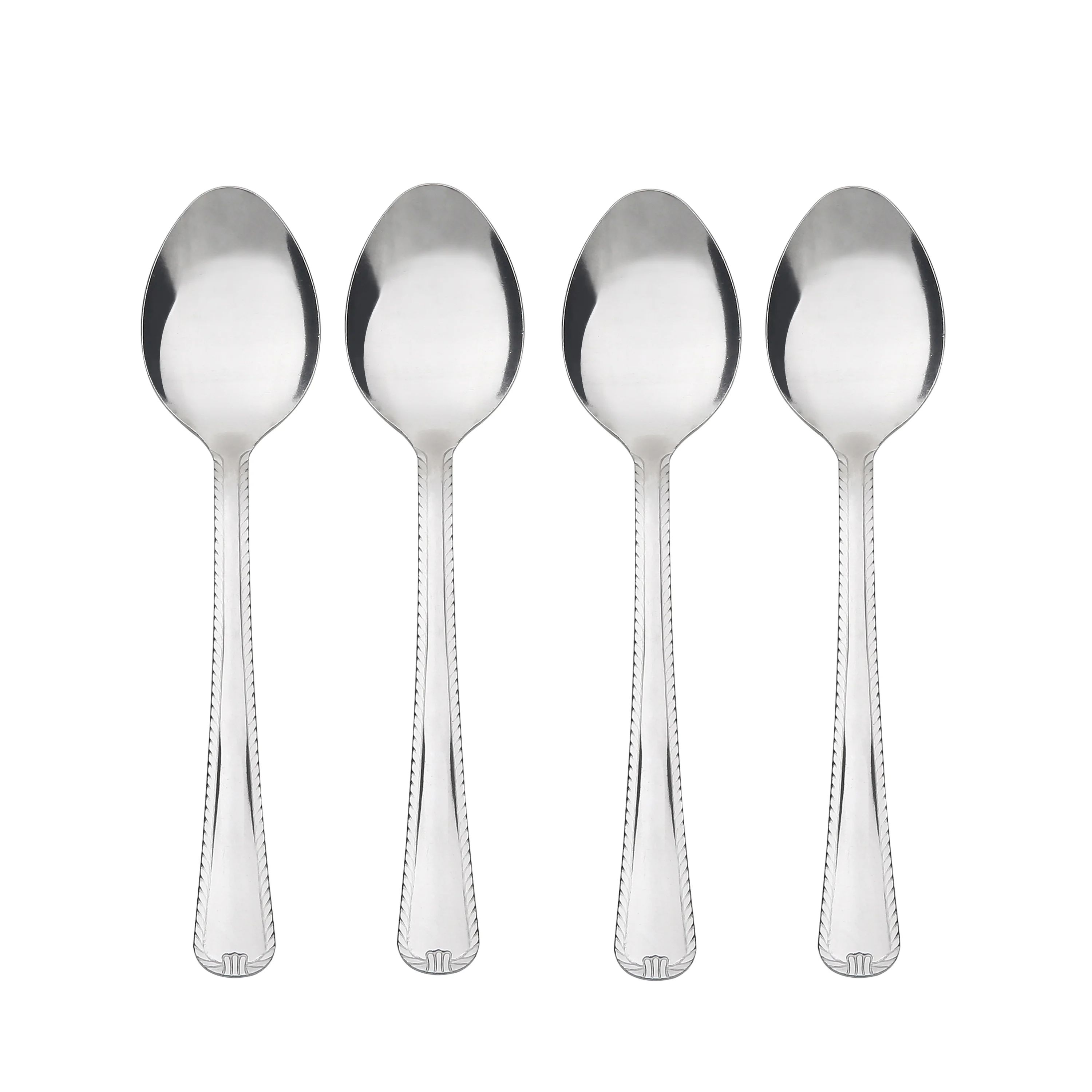 Mainstays Lace Stainless Steel Dinner Spoon, 4- Piece Set, Silver | Walmart (US)