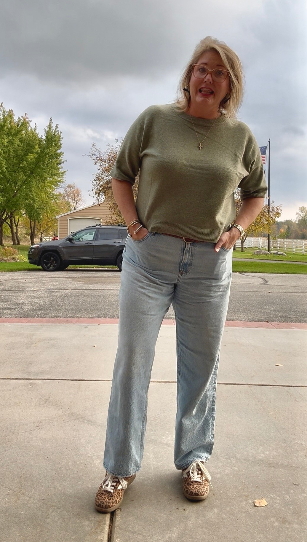 What I am wearing to work on my antique booth on a Saturday and then straight into date night. 

My top is no longer available linked alternative below. 

My sneakers were the best buy of last year and are no longer available, but they did come out with a new one. They just have black laces. Super cute! I wear these practically every day I have them in every color.!! The leopard is my favorite!!

#LTKStyleTip #LTKMidsize #LTKOver40