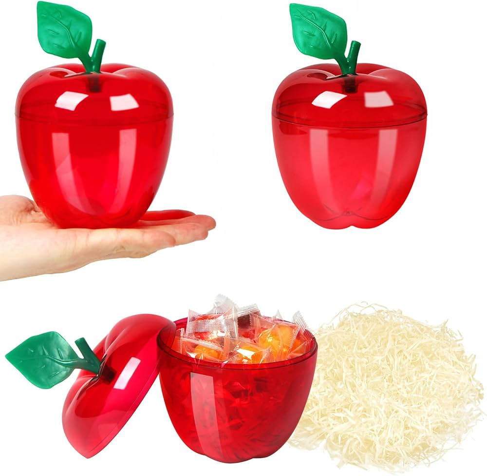 Farochy Large Red Apple Container, Plastic Apple Containers, Apple Shaped Candy Container, Back T... | Amazon (US)