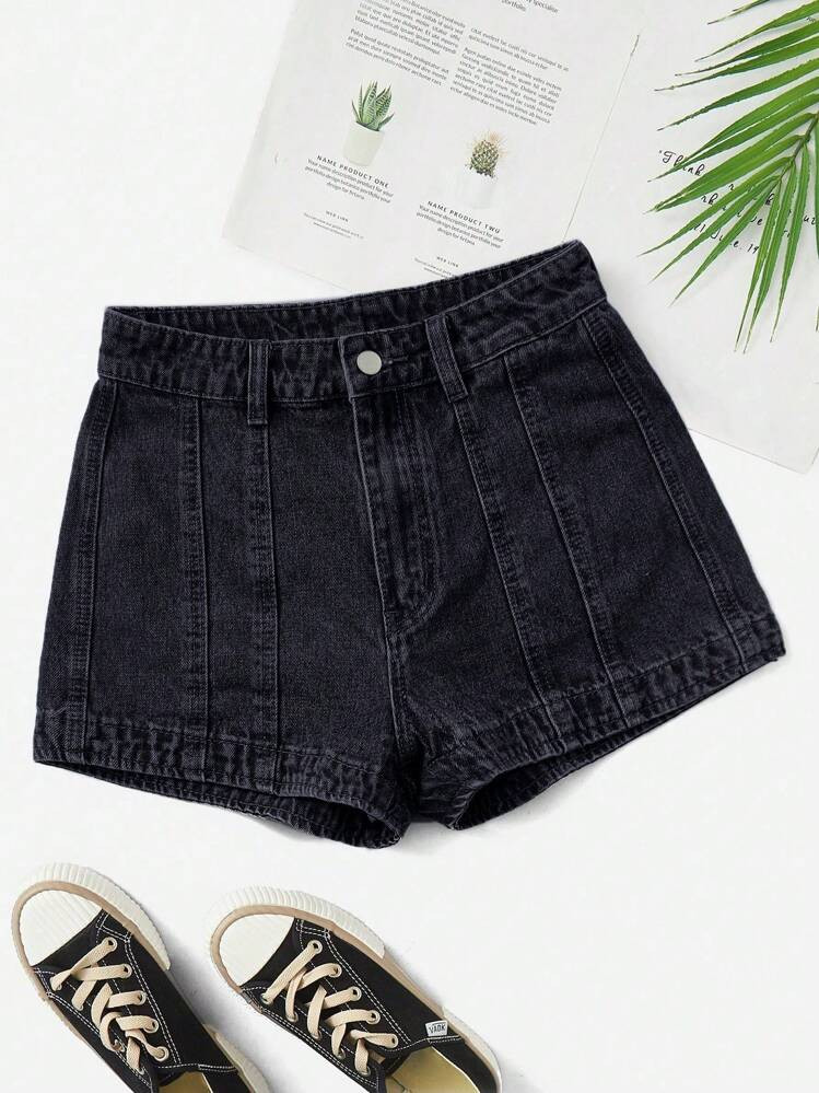 Seam Detail Denim Shorts | SHEIN